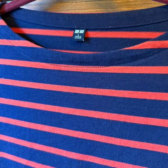 Uniqlo Boat Neck Striped Shirt - Size L - Picture 2 of 4